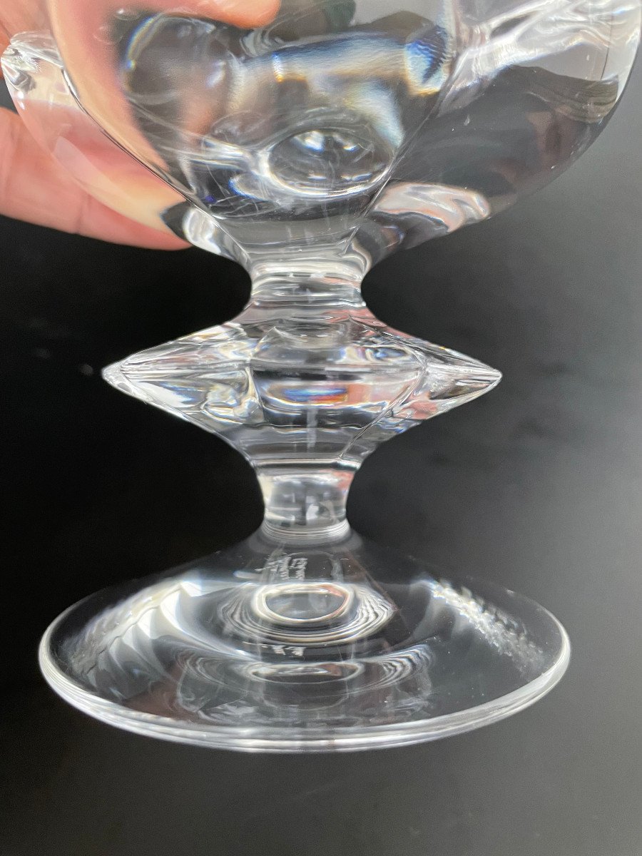 6 Crystal Water Glasses Lalique France Model Blois H: 15 Cm-photo-4